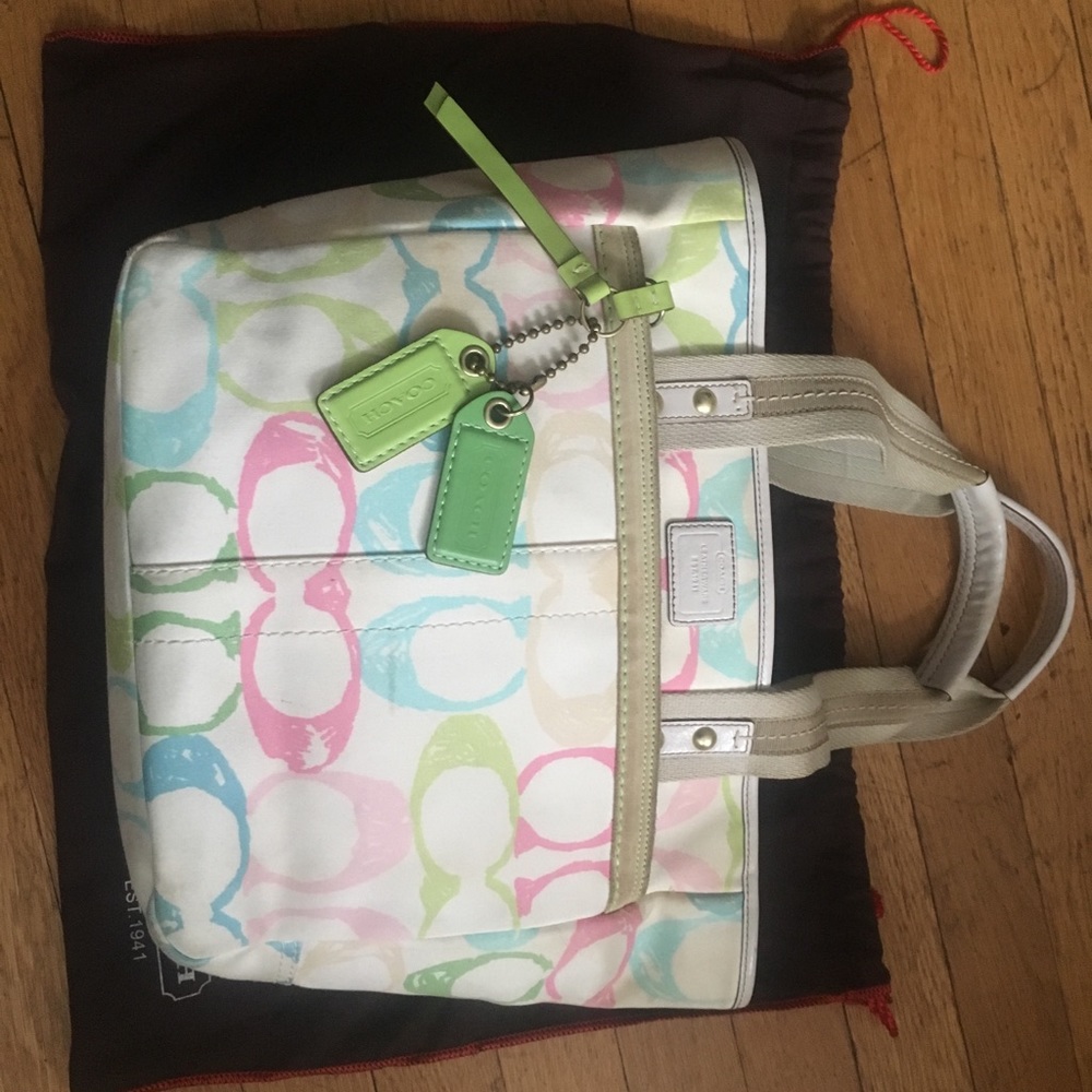 Medium multi color scribble Coach Hampton tote